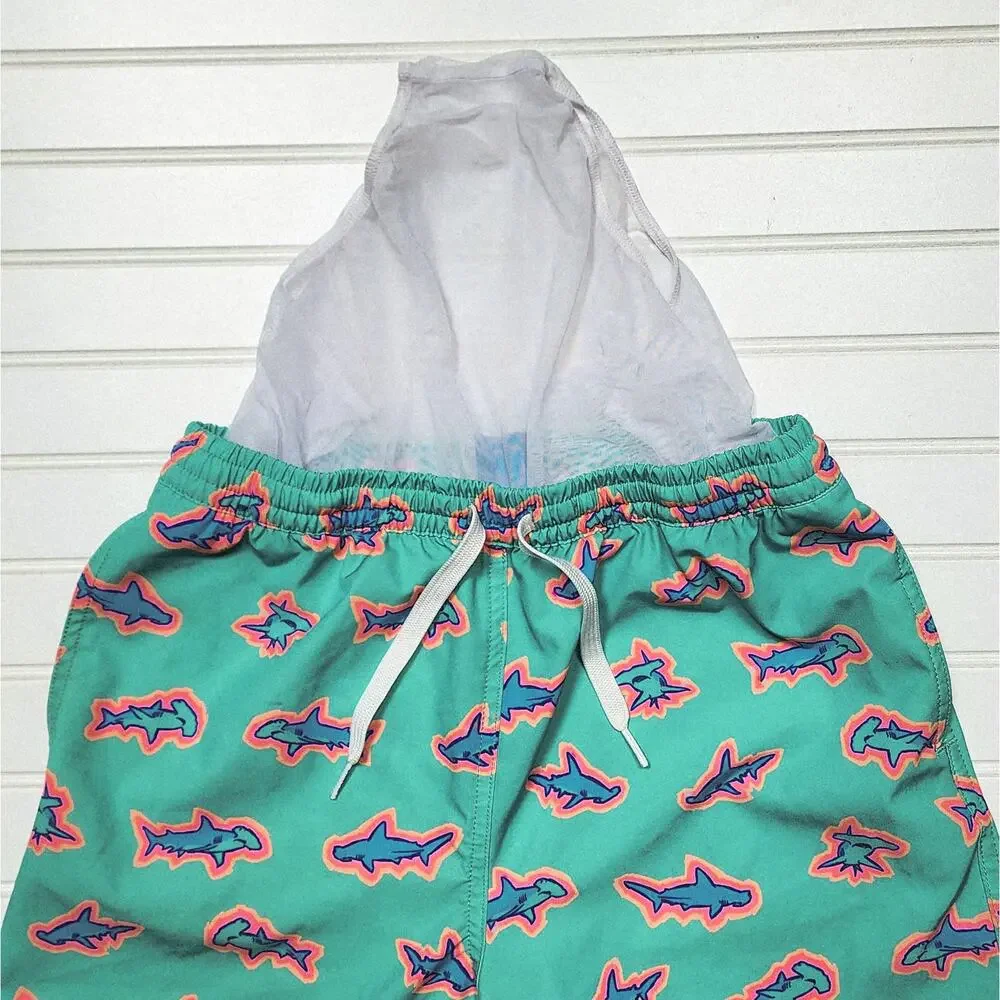 Chubbies The Apex Swimmers Lined Youth Swim Trunks Size L 14-16 Mint Green Shark